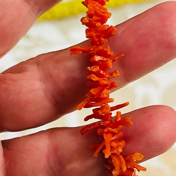 VTG Genuine Raw Mediterranean red Coral Branch Necklace Sz 21-22” - Picture 3 of 7